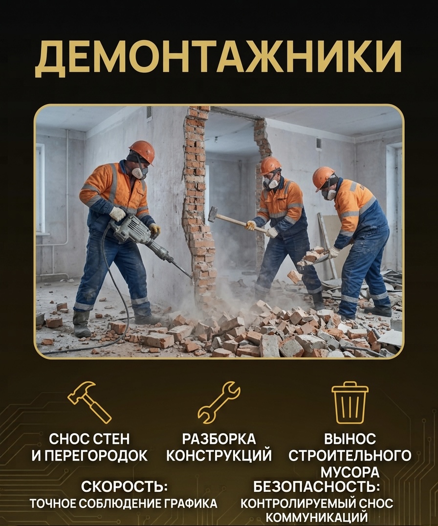 Демонтажники — снос стен, разборка конструкций