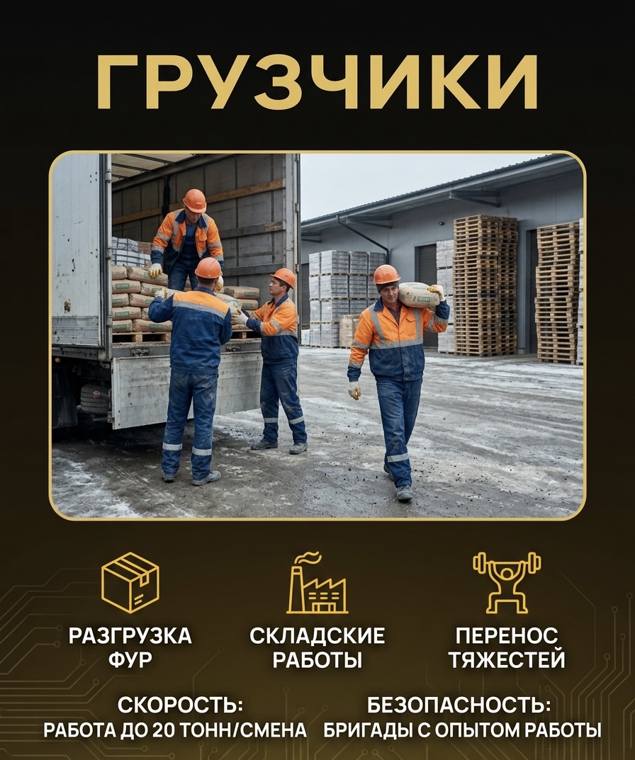 Грузчики — разгрузка фур, складские работы