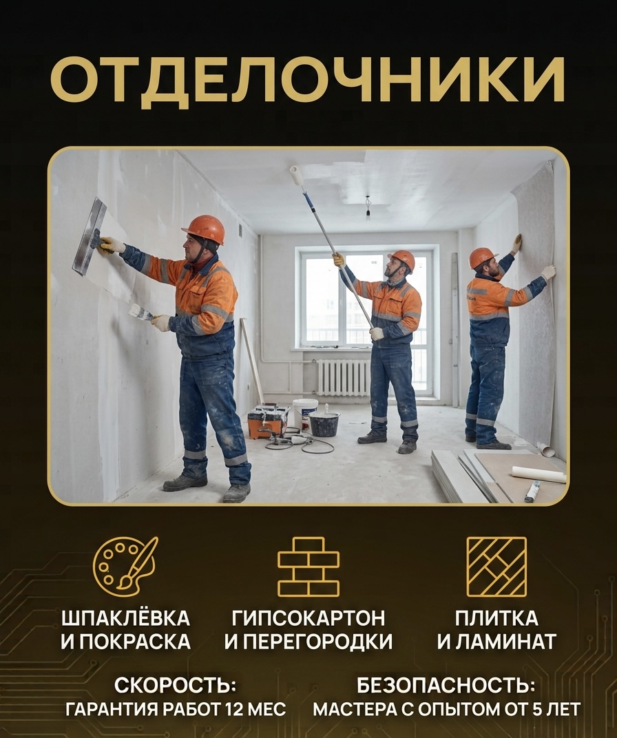 Отделочники — шпаклёвка, покраска, плитка